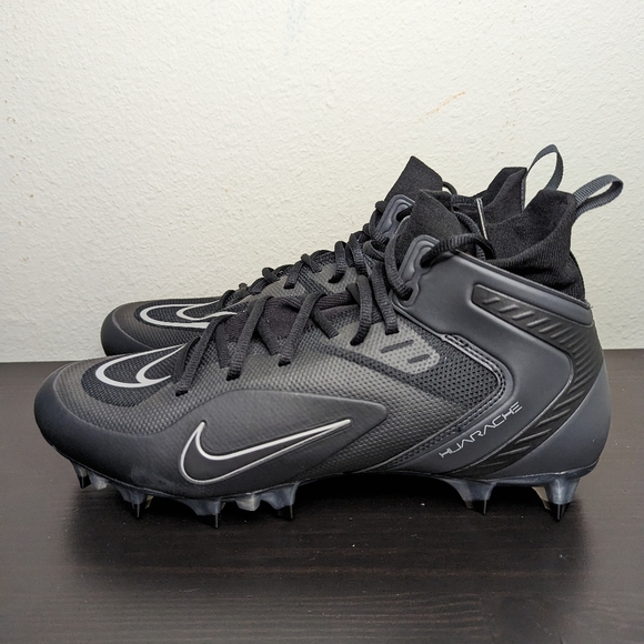 Men's Nike Alpha Huarache 8 Elite Lacrosse Cleats CW4440-011 BLACK - Picture 2 of 8